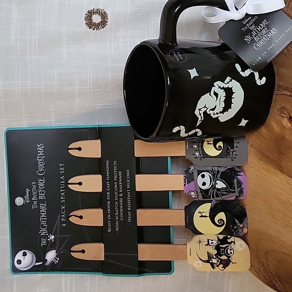 Disney NBC Bundle Spatula Set & Rae Dunn Glow In The Dark Mug